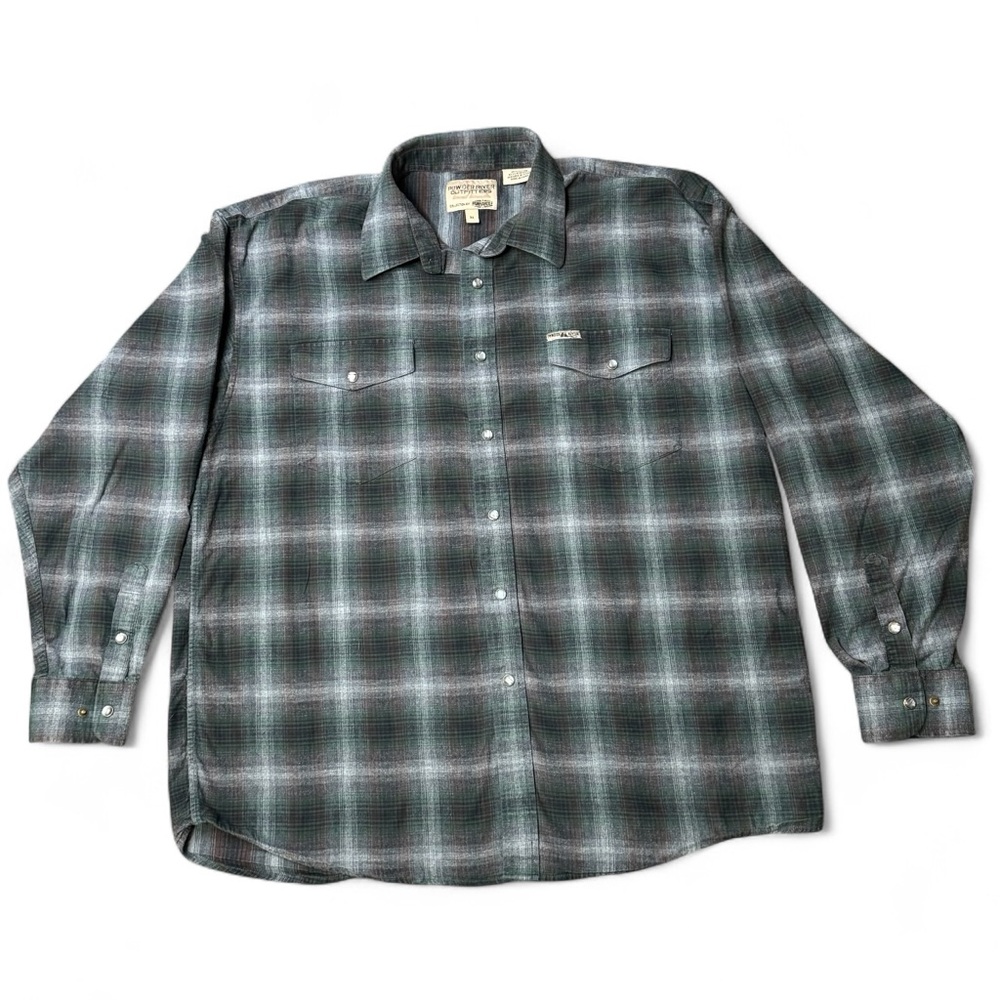 Powder River Outfitter Green and Gray Plaid Long Sleeve Shirt Size XL - Picture 5 of 6